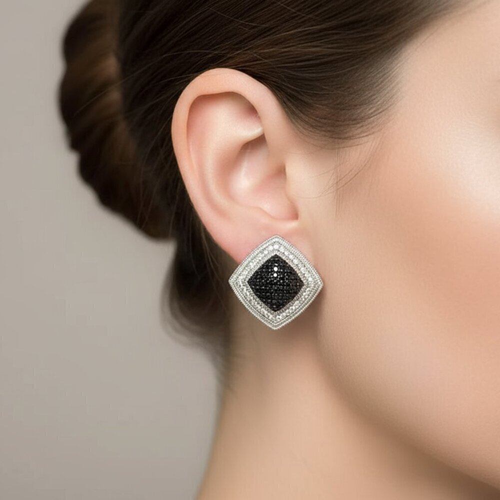 Elegant BR KRN Vintage-Inspired Square Pave Earrings